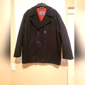 Vintage Structure Men's Wool Black Pea Coat  Size, Medium  MADE IN ITALY